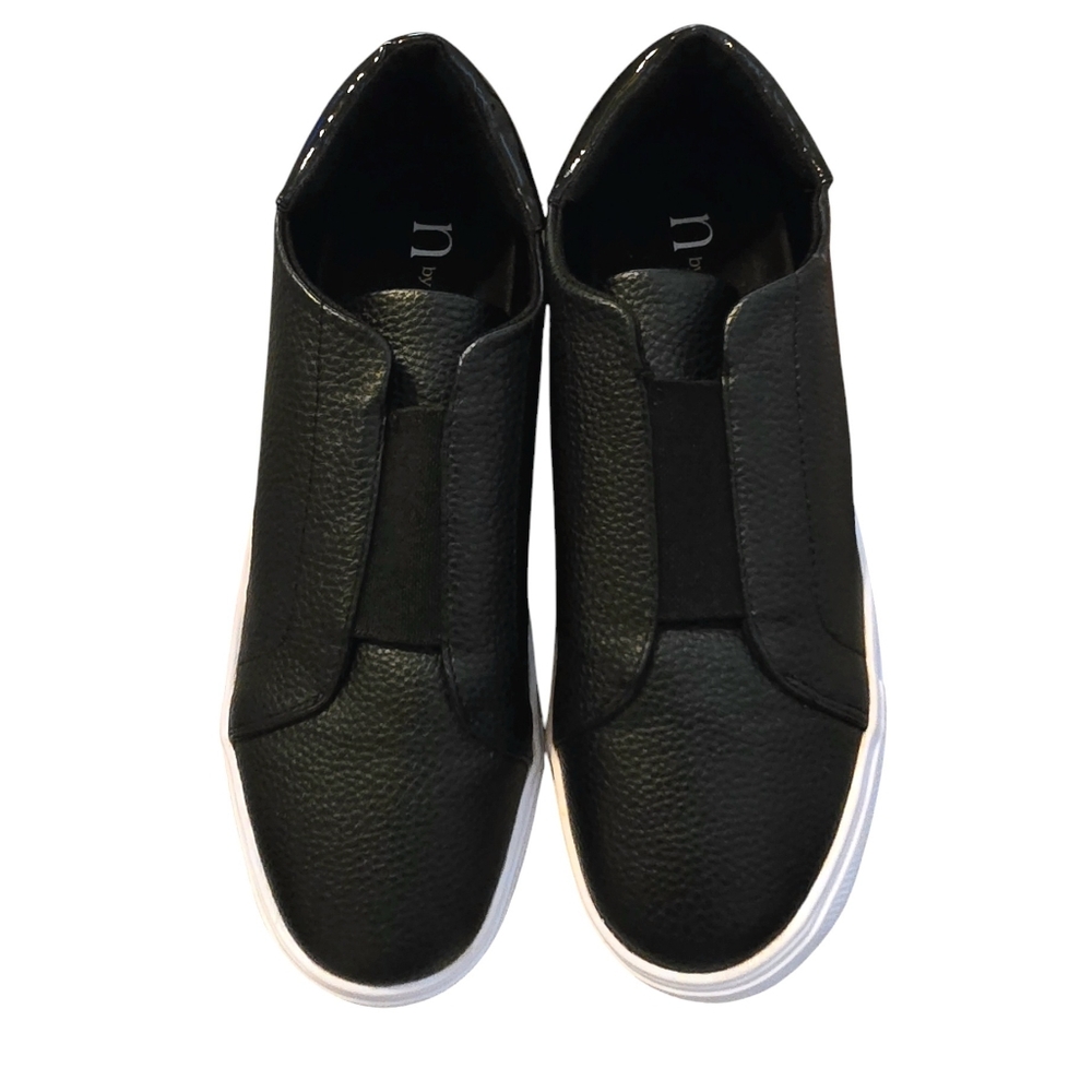 N by Nicole Miller Black Slip-On Platform Sneakers NWOT